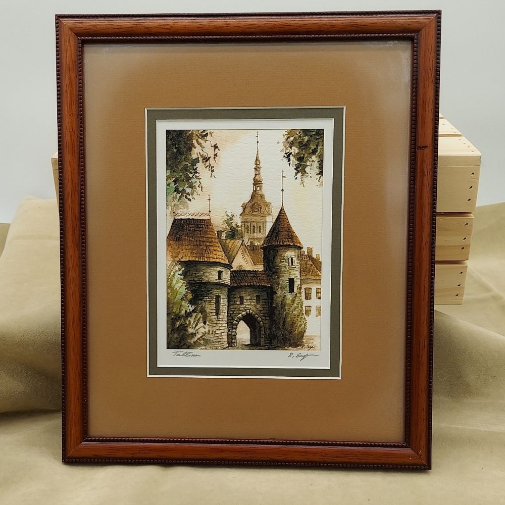 Tallinn Estonia Signed Watercolor Professionally Framed Artwork